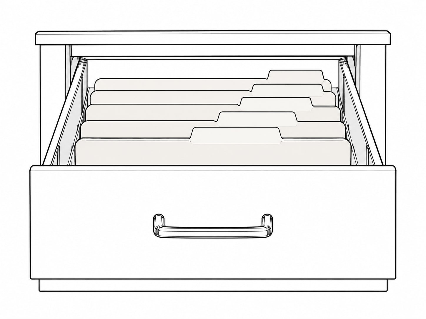 Two folded papers side by side on a table with a pencil resting between them.