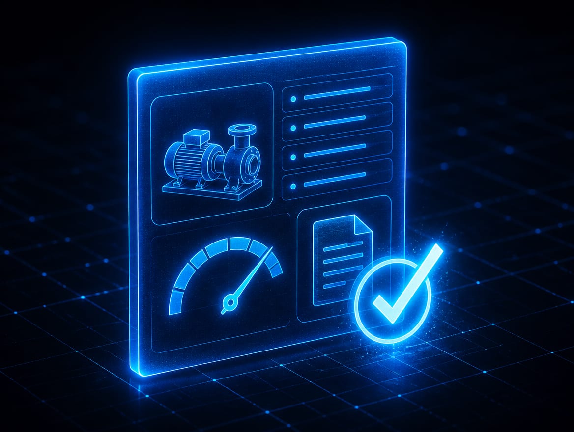 A technical buyer scanning a service page for asset type, operating conditions, and documentation.