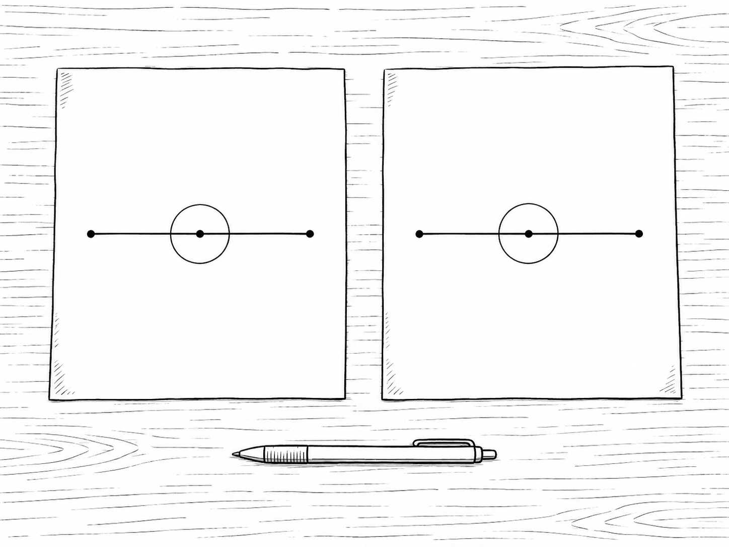 Two printed charts side by side on a desk, one labeled before and one labeled after, with a pen circling a flat line on both.