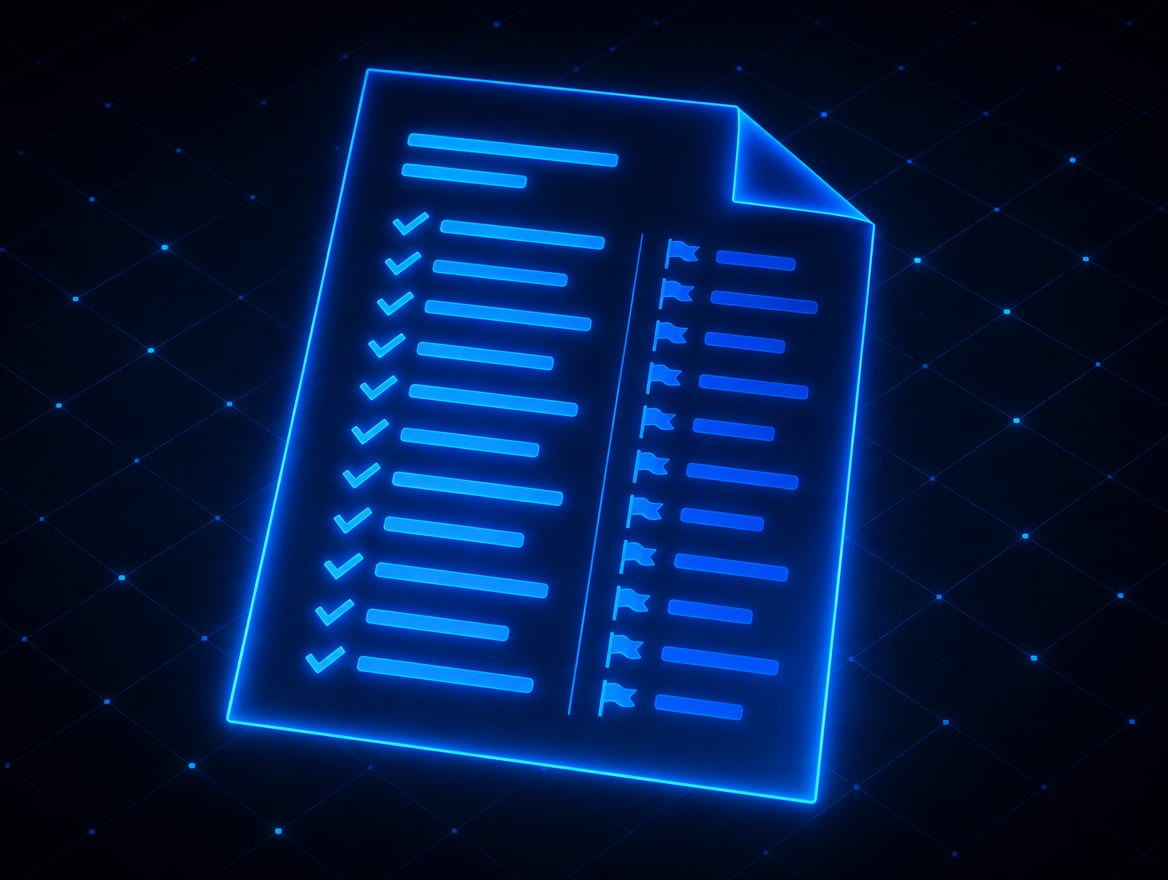 A detailed website quote with each scope line clearly checked off, and the excluded items flagged in a separate column.