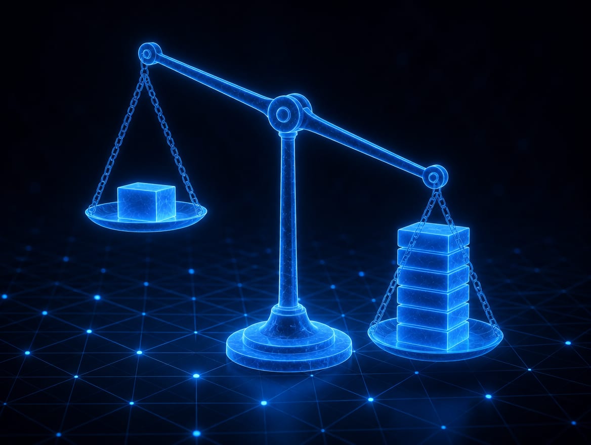 A single launch price on one side of a scale, outweighed by a stack of recurring hosting, maintenance, software, and fee costs on the other.