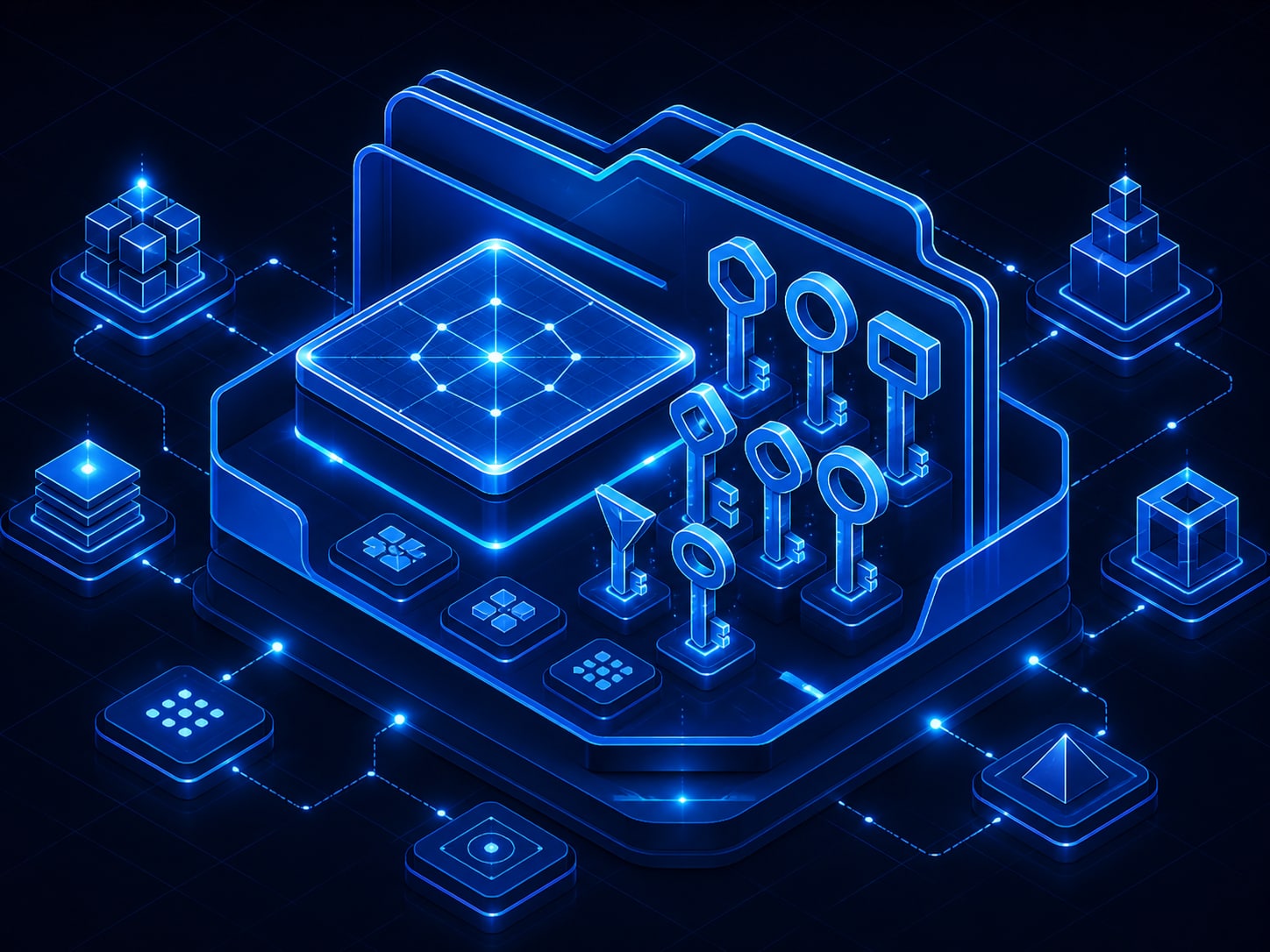 A domain shape and a cluster of key shapes gathered together inside one bounded folder outline.