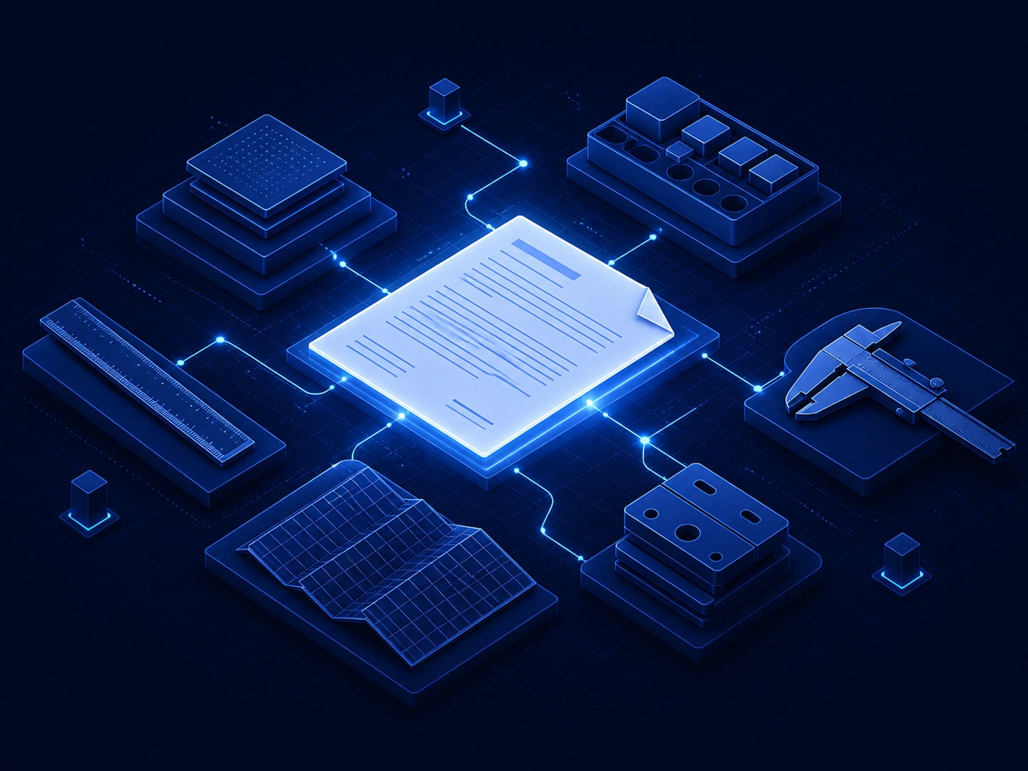 One contract on a table with several distinct tools laid out beneath it.