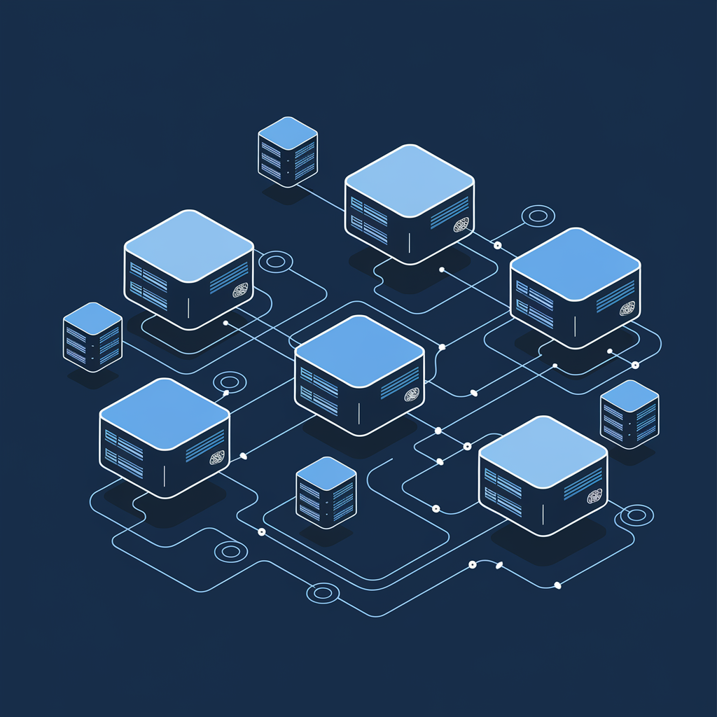 Backend development visualization depicting API and server architecture