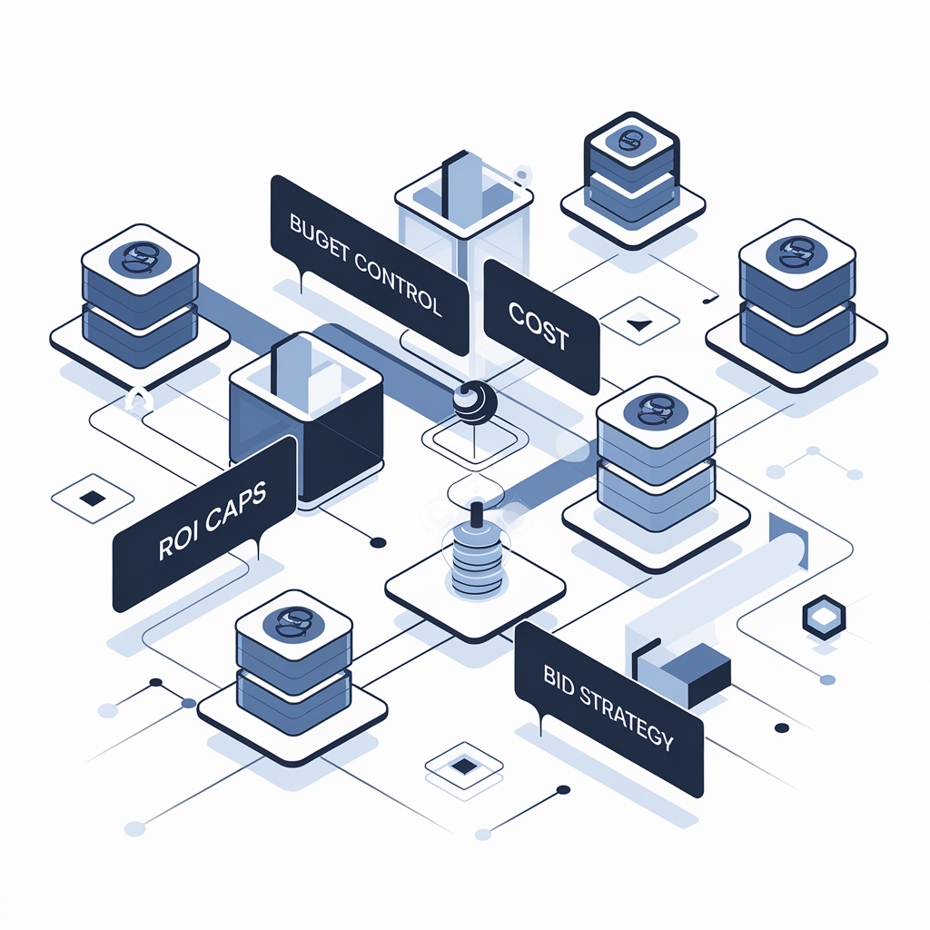 Spend control system illustration showing budget management and optimization tools