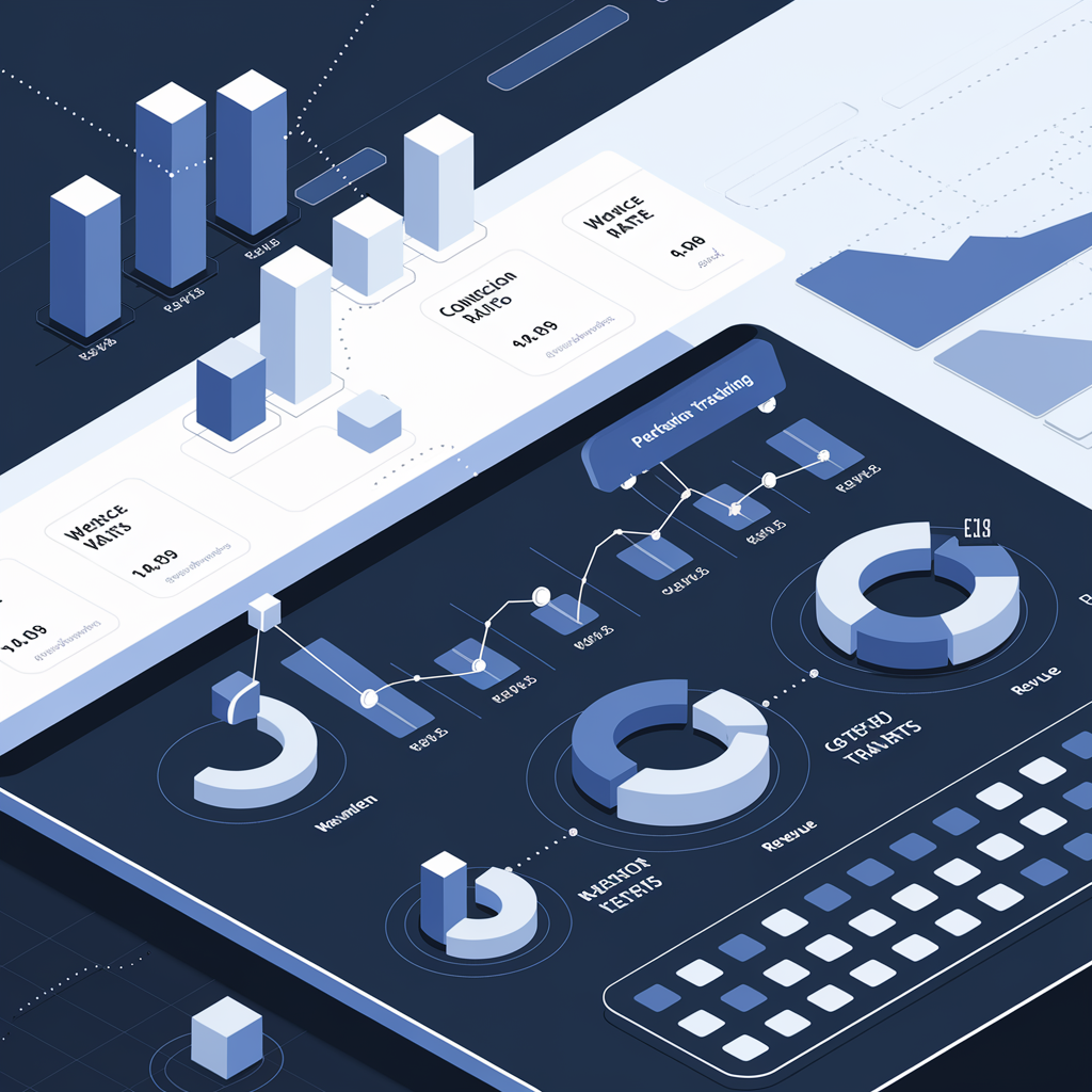 Marketing performance metrics dashboard with conversion and engagement analytics