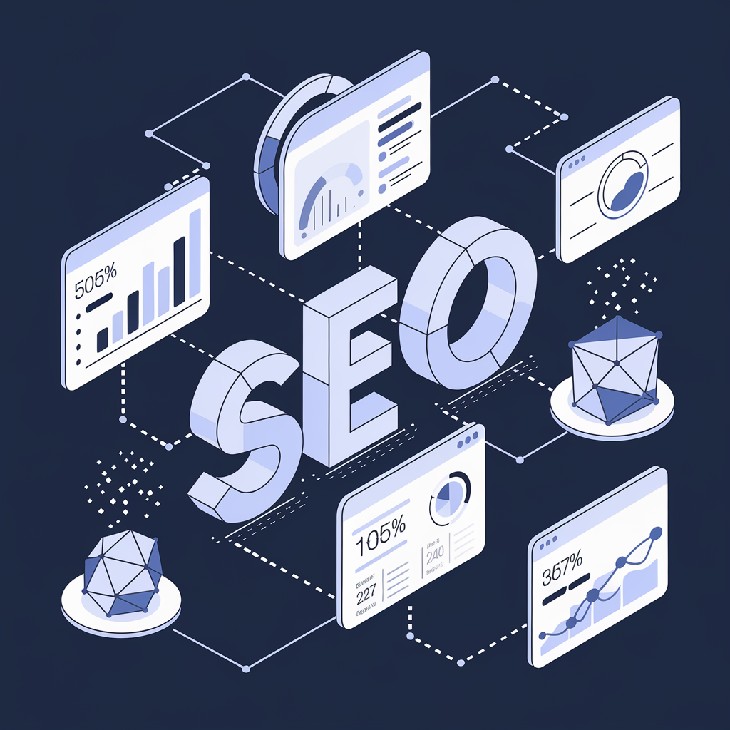 Off-page SEO visualization showing authority metrics and link building strategies