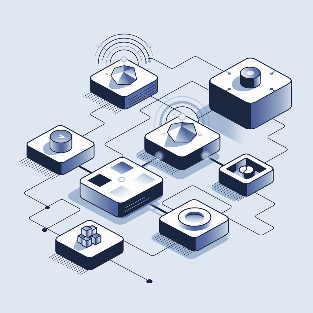 Technical SEO optimization illustration showing performance metrics and site architecture