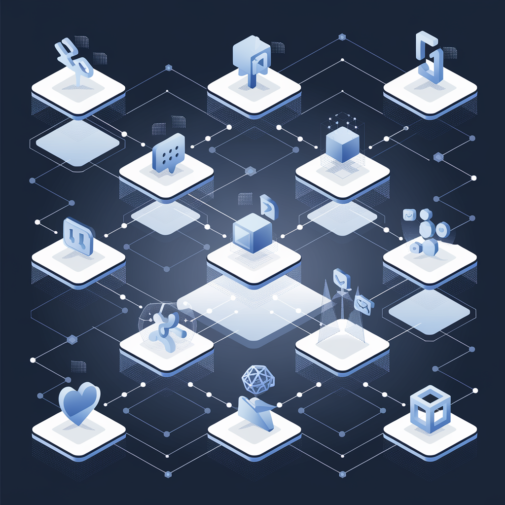 Vector illustration of interconnected social media platforms showing strategic content distribution