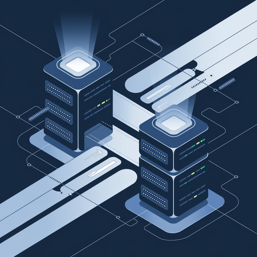 Server infrastructure visualization representing Web Leveling's hosting maintenance