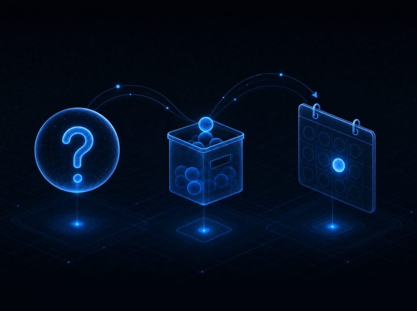 Three moves in one motion: a question met, a lead sorted, a slot filled on the calendar.