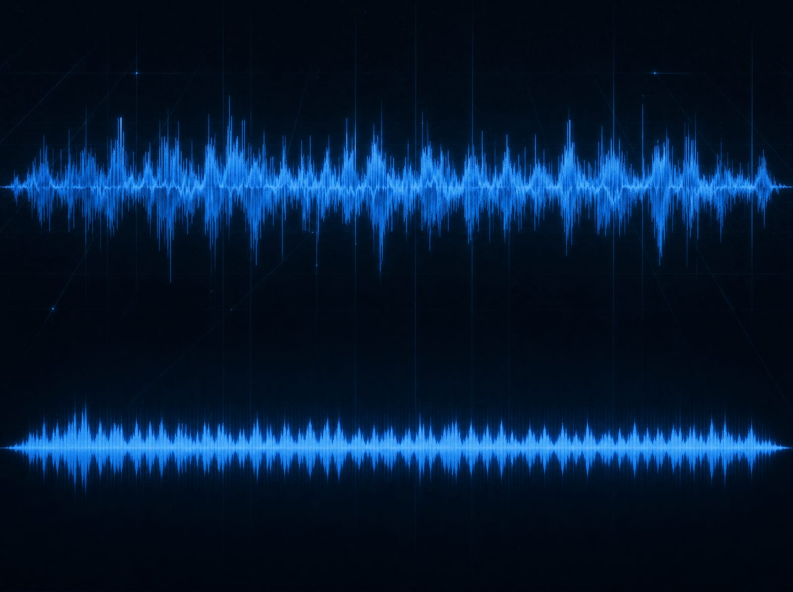 The same waveform twice: a jagged, noisy take above, a clean and even one below.