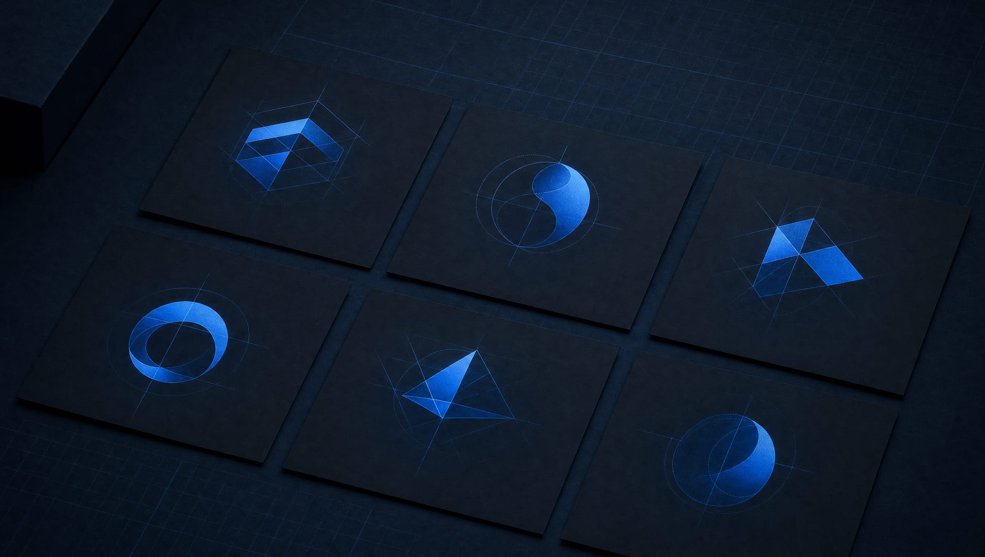 A small set of considered directions, each shown at real working sizes rather than blown up for a pitch.