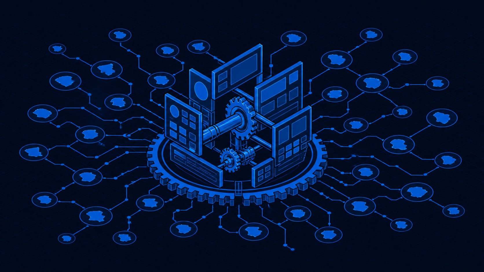 A custom site and the county-wide search work behind it, drawn as one machine rather than two.