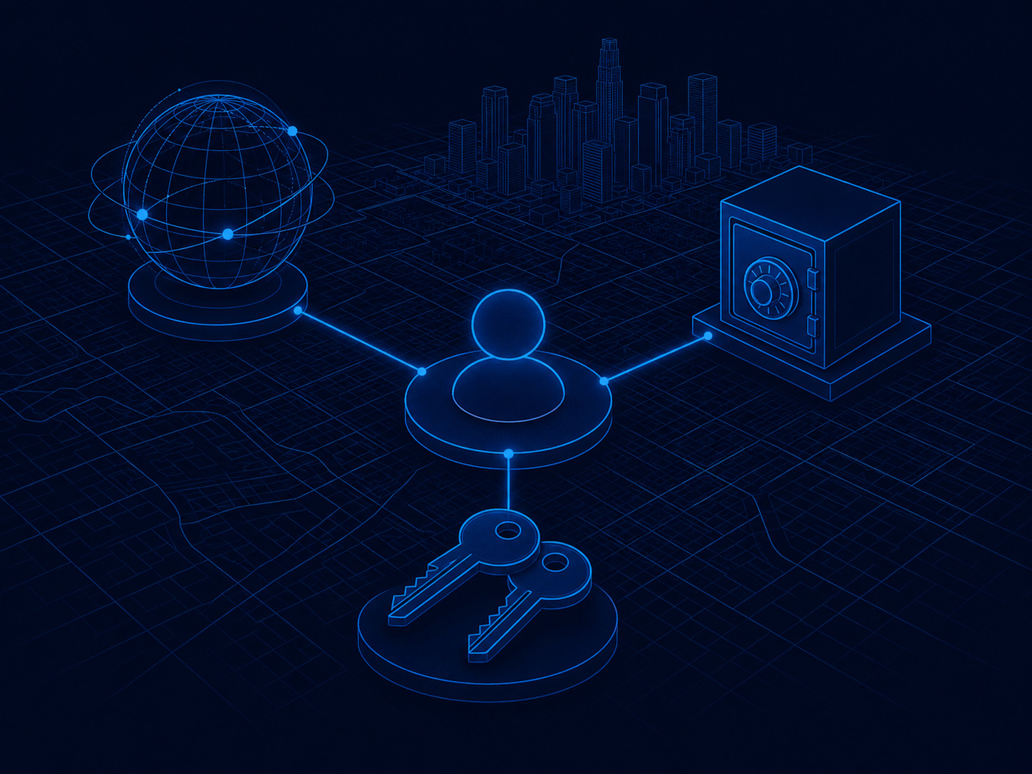 Ownership drawn plainly: the accounts, the domain, and the keys to an LA business's site, all in your name.
