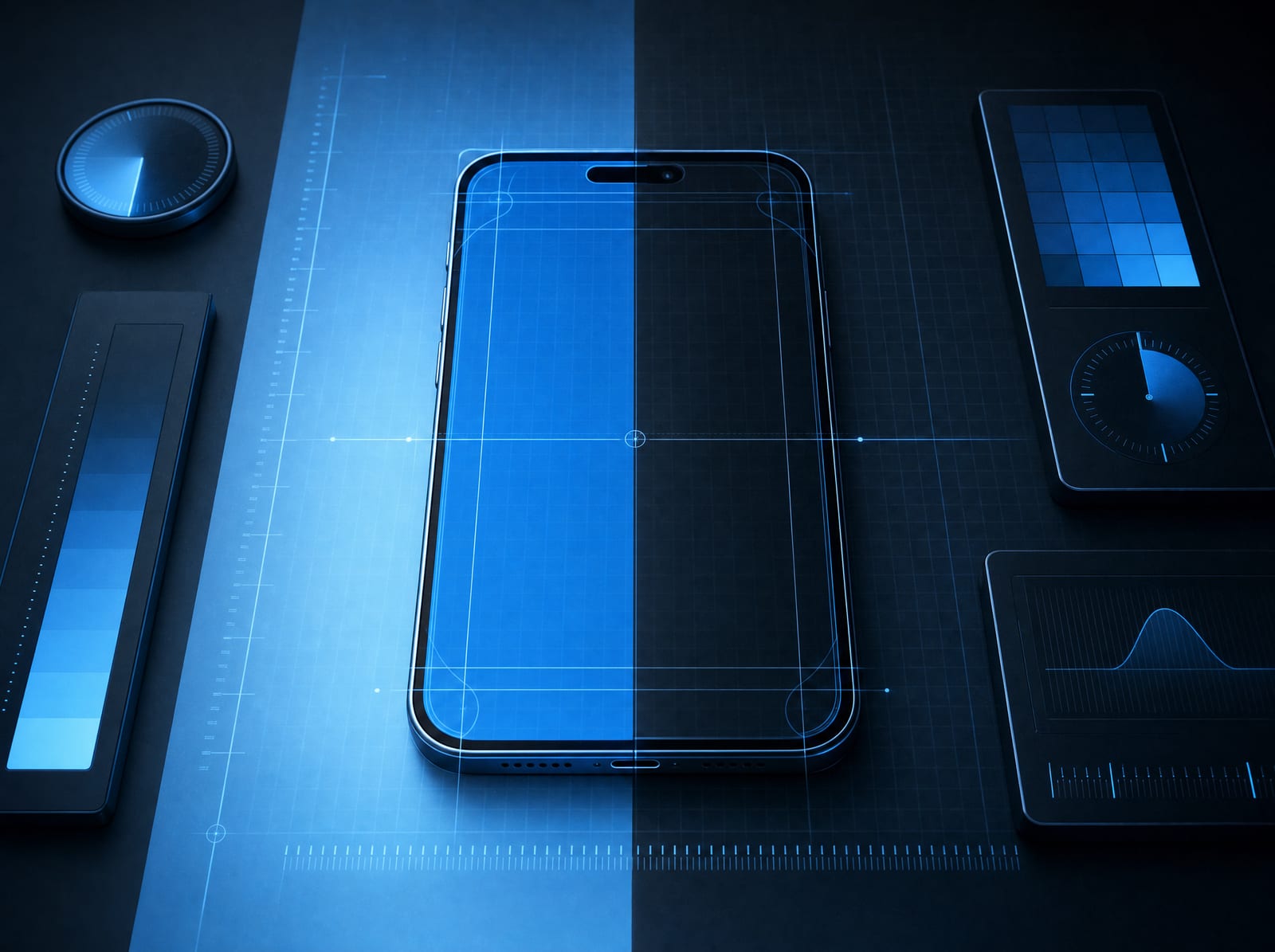 Design QA in progress: both themes, every breakpoint, measured rather than eyeballed, checked on the mid-range phone your customers actually carry.