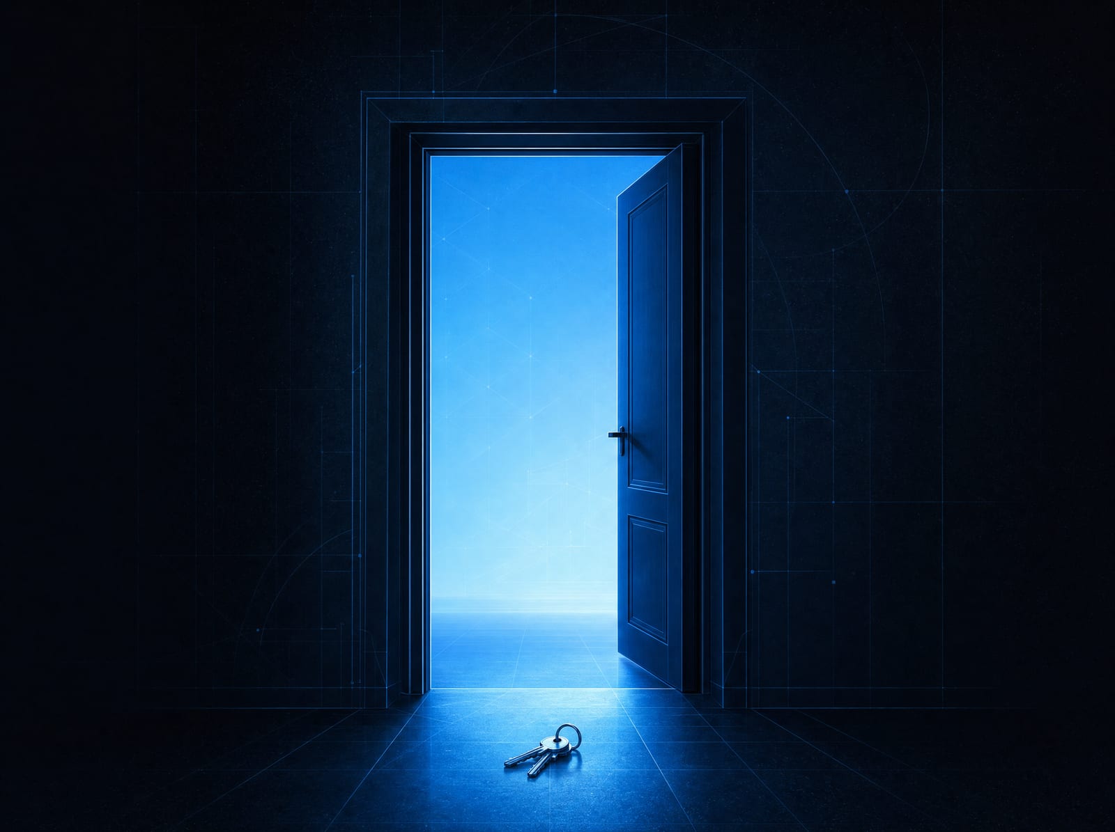 The handover: the keys set down, the door left open, everything yours.