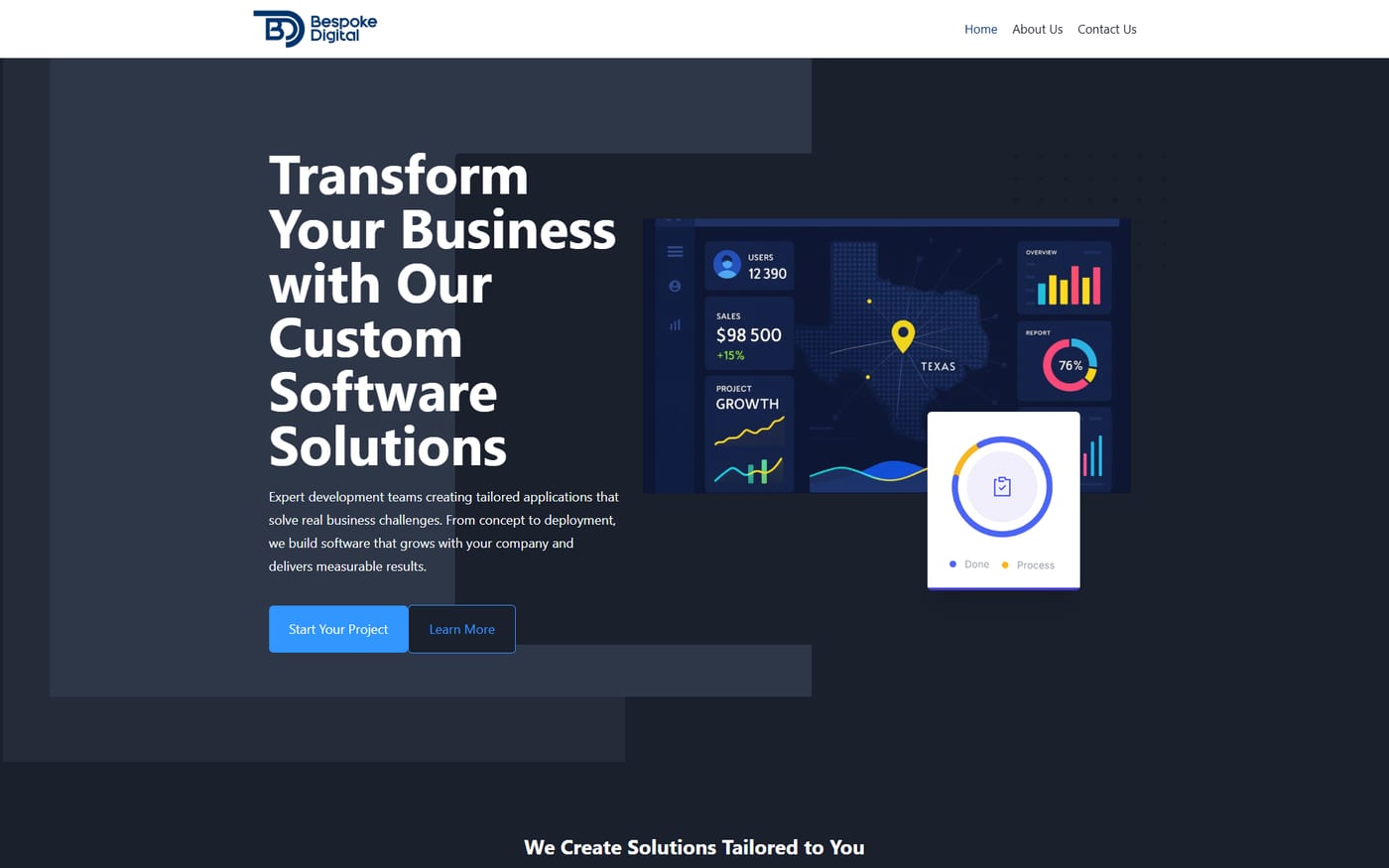 Bespoke Digital website built by Web Leveling