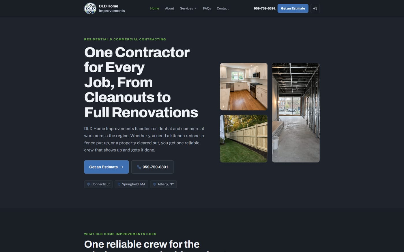 DLD Home Improvements website built by Web Leveling