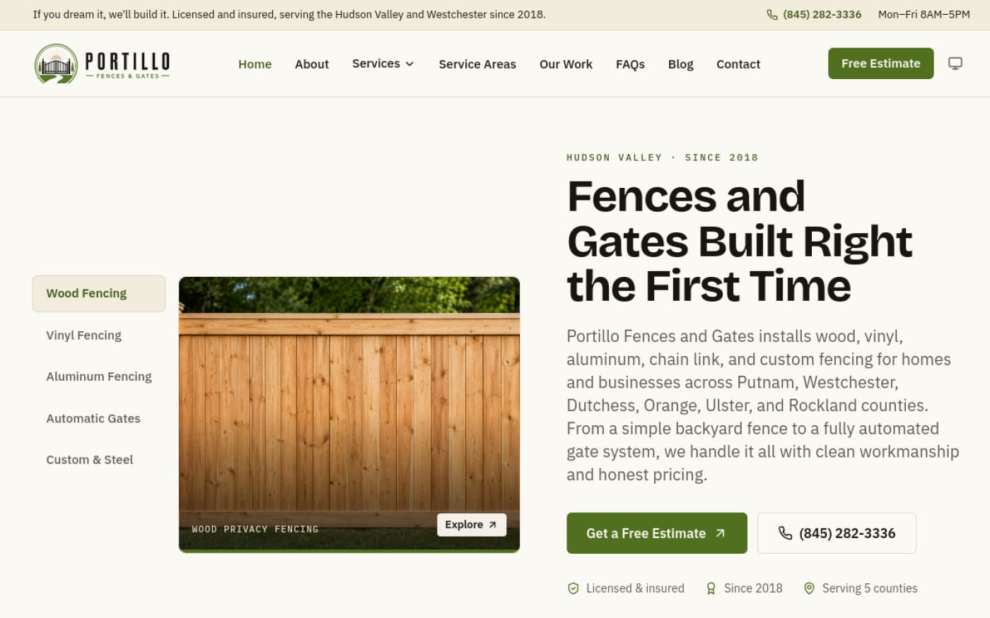 Portillo Fences website built by Web Leveling