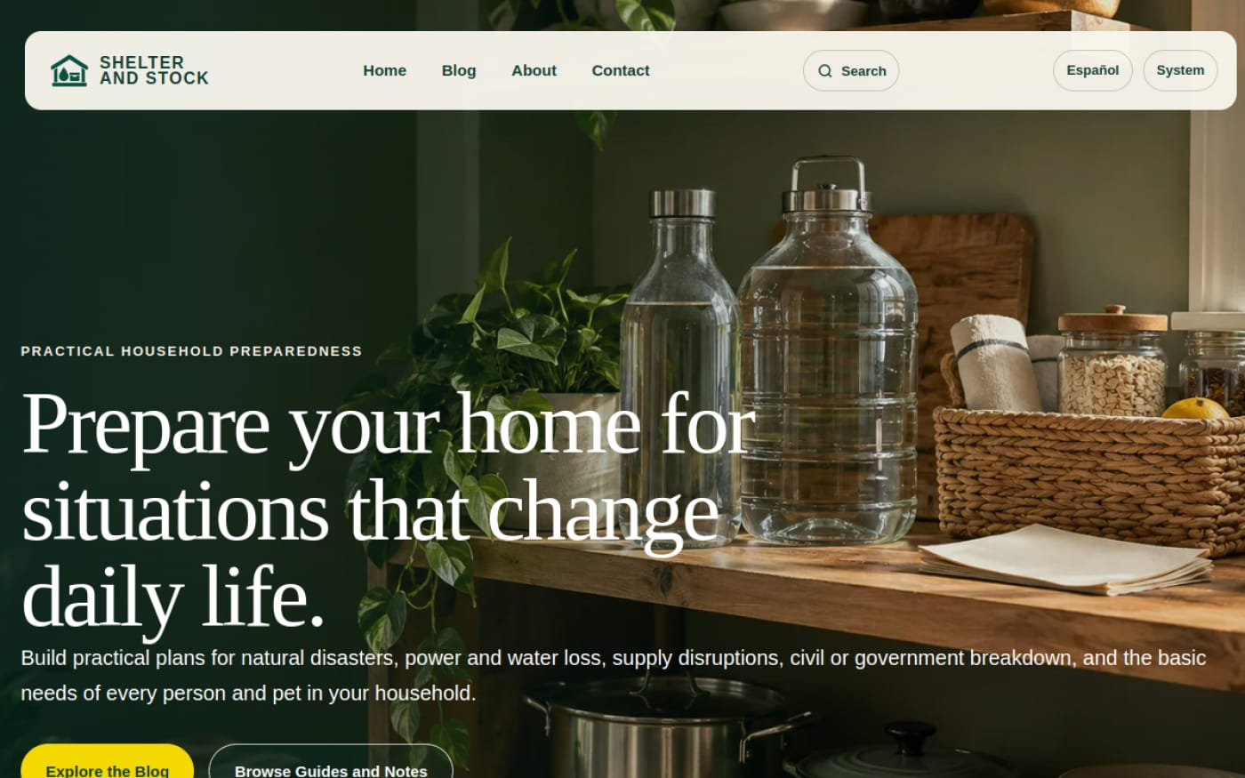 The Shelter and Stock website we built