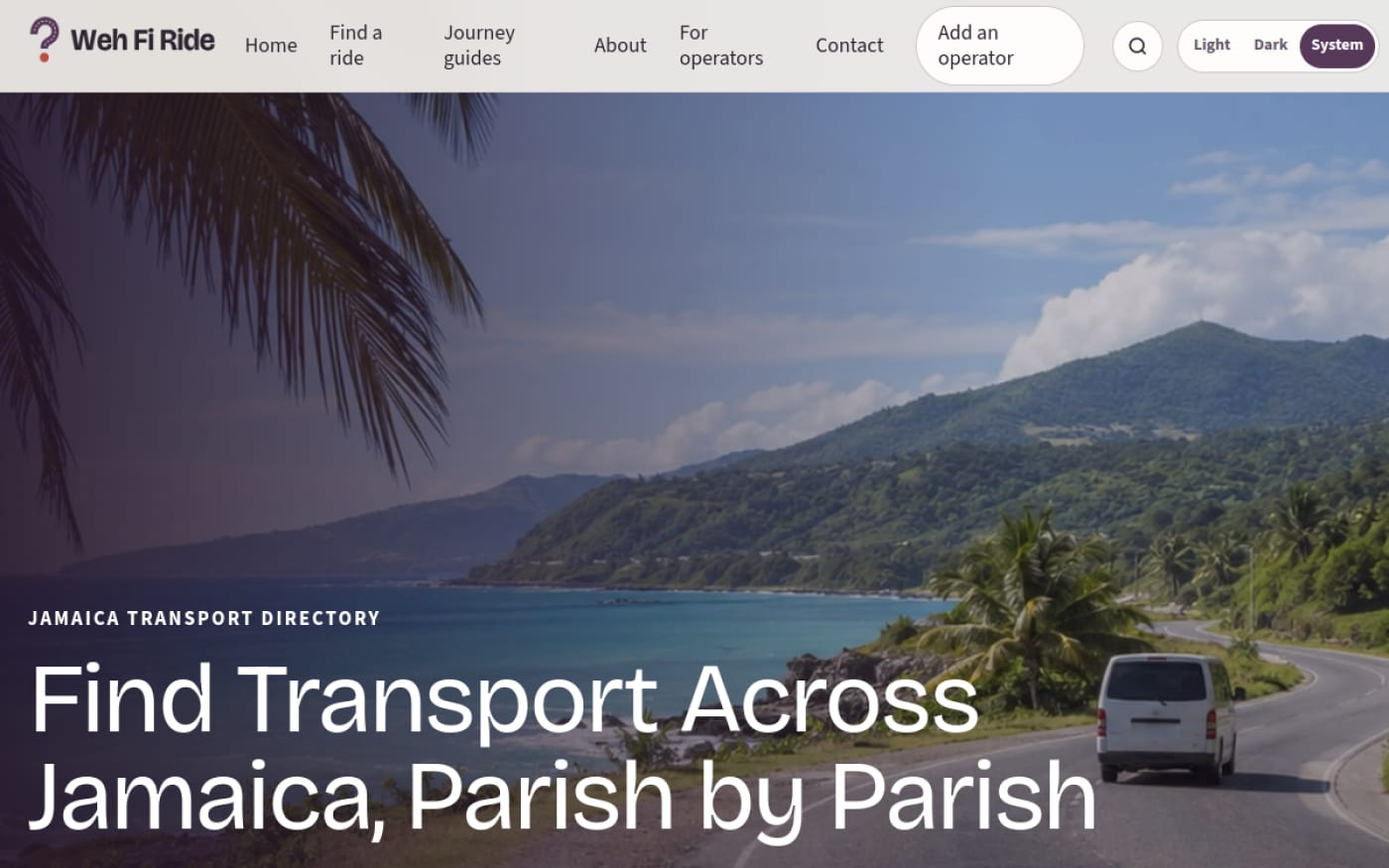 El sitio web de Weh Fi Ride que construimos