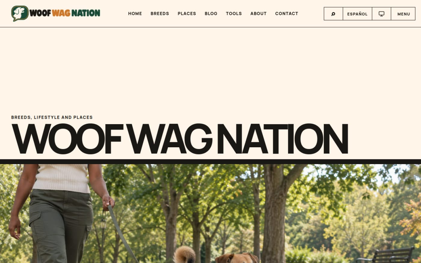 The Woof Wag Nation website we built