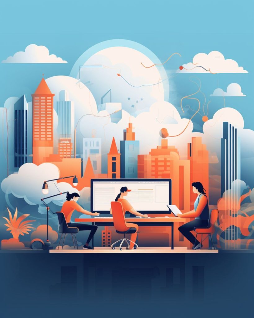 Flat illustration showcasing a unique, tailor-made website with Connecticut elements.