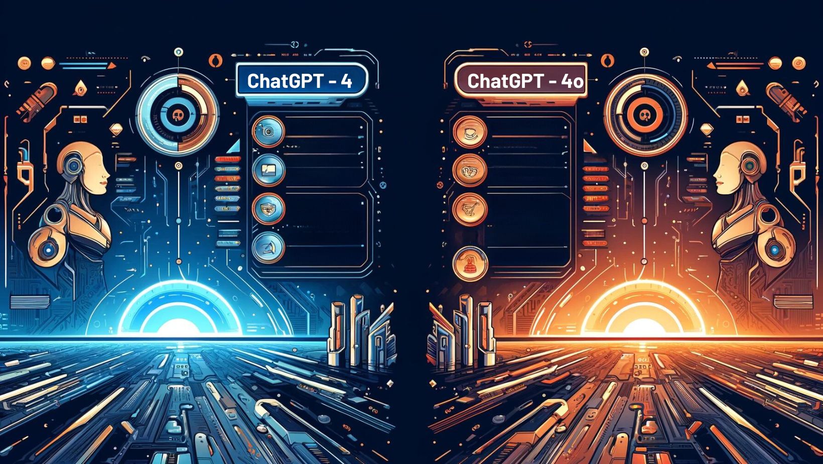 Visual Comparison Between ChatGPT-4 and ChatGPT-4o in Advanced AI Capabilities