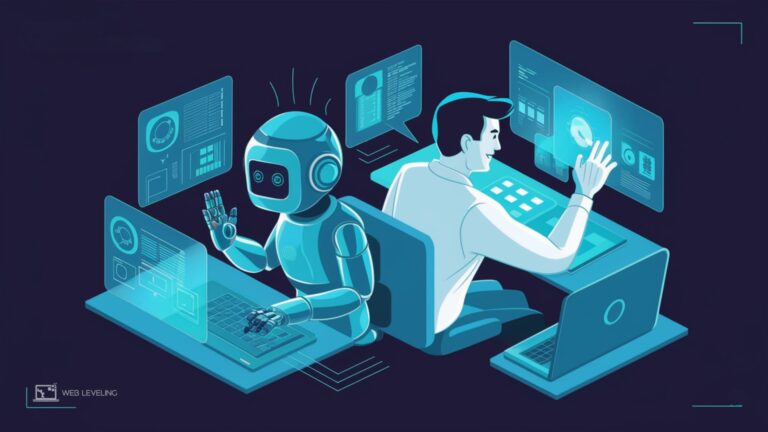 Vector illustration of AI and human working together
