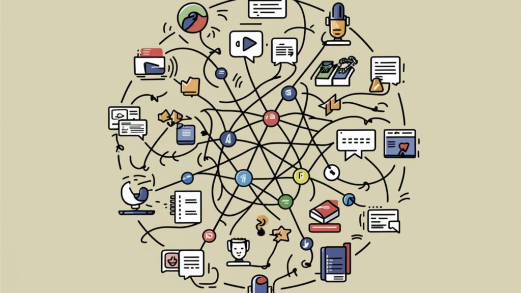 Interconnected content types forming a digital ecosystem