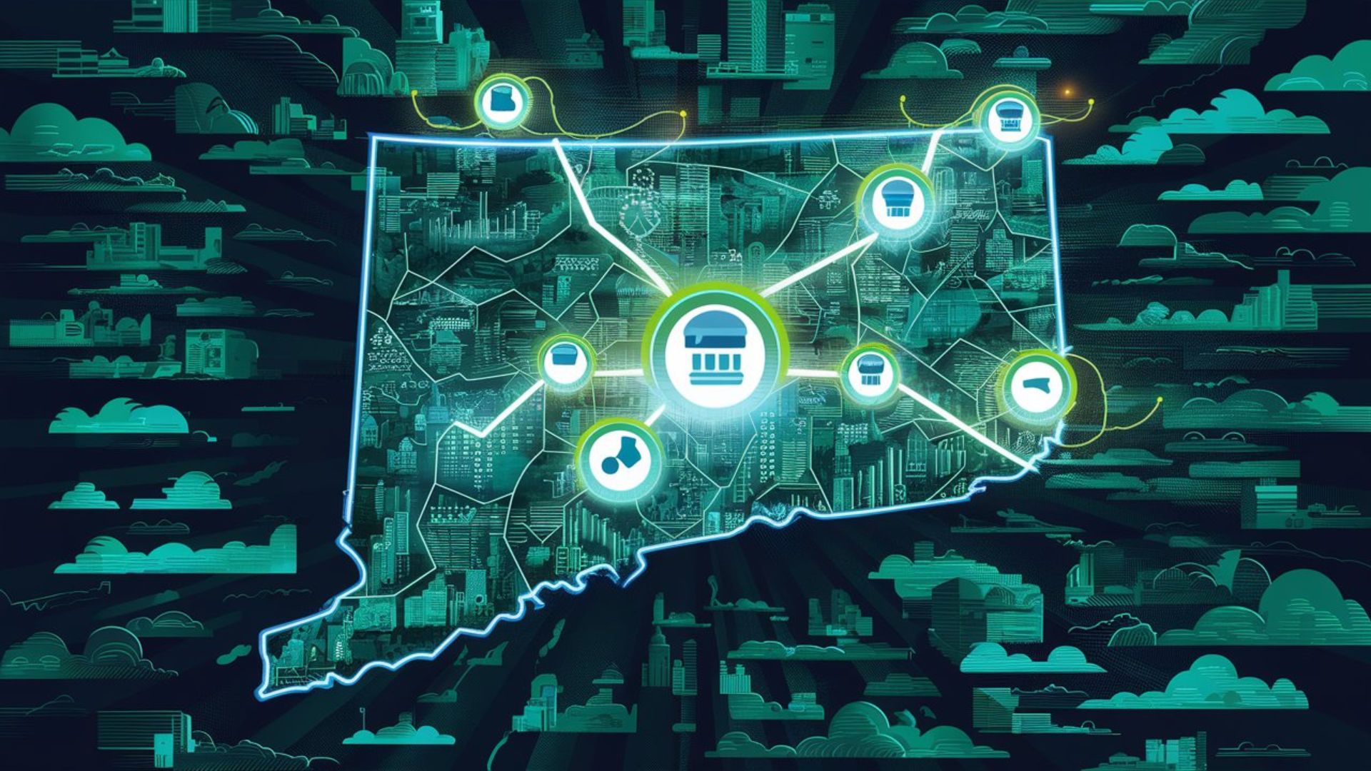 Vector illustration of Connecticut thriving digital economy